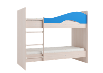 Детская двухэтажная кровать Мая с 2 ящиками на щитах, корпус Млечный дуб, фасад Синий в Рязани - предосмотр 2