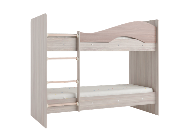 Детская 2-х ярусная кровать Мая с 2 ящиками на щитах, корпус Шимо светлый, фасад Шимо темный в Рязани - изображение 2