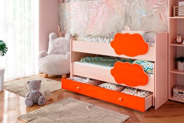 Двухэтажная детская кровать Соник 1.6 с ящиком, Оранжевый в Рязани