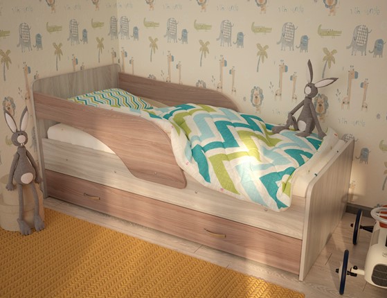 Детская кровать Максимка, корпус Шимо светлый, фасад Шимо темный в Рязани - изображение