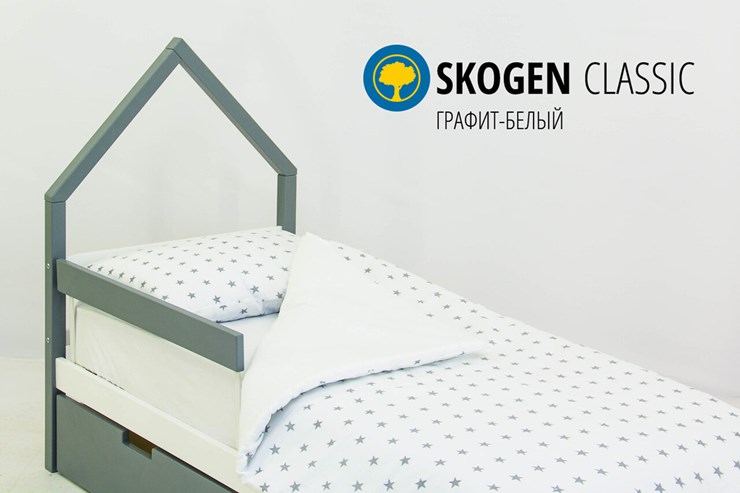 Кровать-домик в детскую мини Skogen графит-белый в Рязани - изображение 2