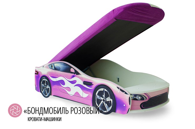 Кровать-машина детская Бондимобиль розовый в Рязани - изображение 1