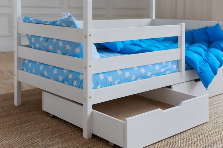 Кровать детская Домик с ящиками, цвет белый в Рязани - изображение 3