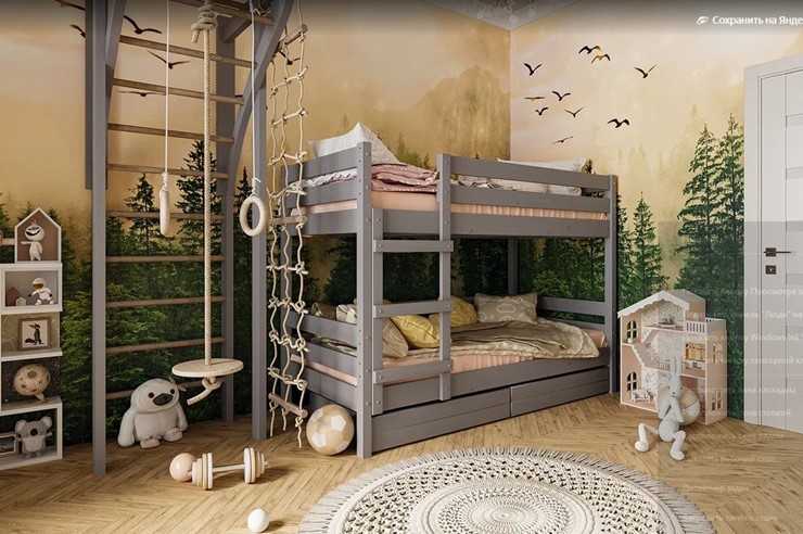 Кровать в детскую Джуниор двухъярусная с ящиками (Антрацит) в Рязани - изображение 1