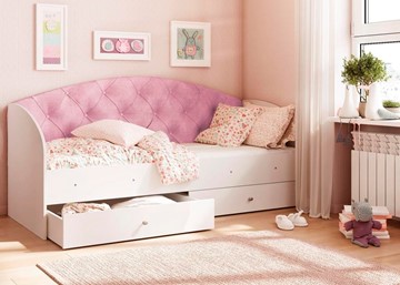 Детская кровать односпальная Эльза без бортика, Розовый (латы) в Рязани