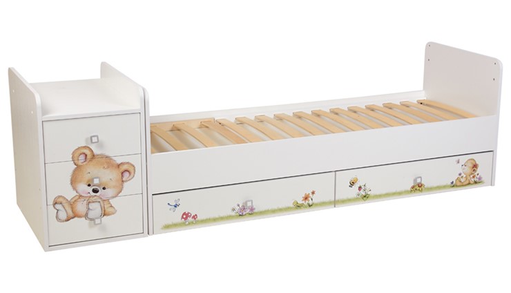Кровать детская Фея 1100 Медвежонок Белый в Рязани - изображение 2