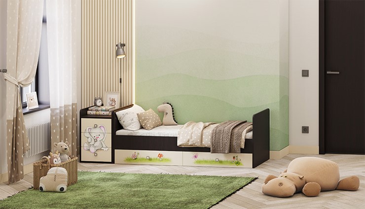 Кровать детская Фея 1100 Зайчонок Венге-бежевый в Рязани - изображение 5