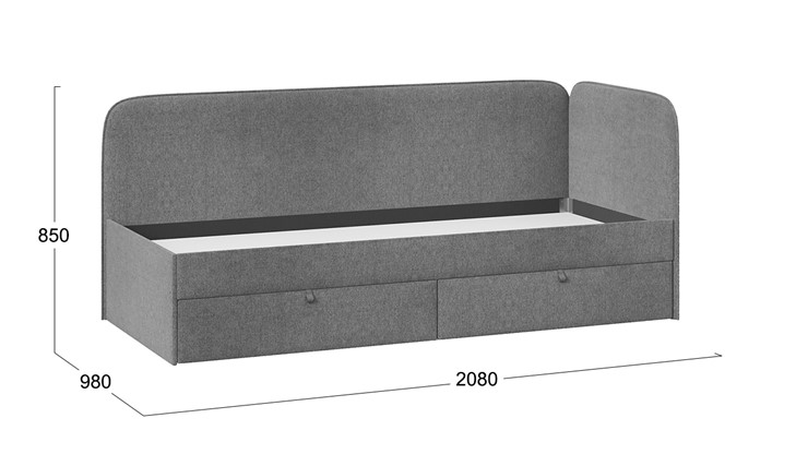 Кровать в детскую Молли тип 1 (90), Микровелюр Scandi Graphite 22 в Рязани - изображение 3