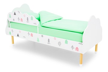 Кровать детская Stumpa Облако "Домики розовый, бирюзовый" в Рязани
