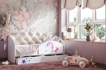 Односпальная детская кровать Звездочка с бортиком, Бежевый в Рязани