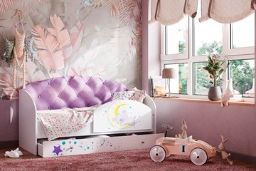 Кровать с ящиками Звездочка с бортиком, Фиолетовый в Рязани
