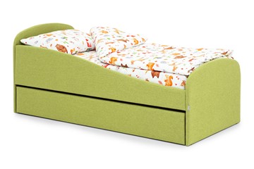 Мягкая кровать с ящиком Letmo авокадо (рогожка) в Рязани
