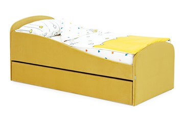 Кровать в детскую с ящиком Letmo горчичный (велюр) в Рязани