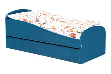 Мягкая кровать с ящиком Letmo морской (велюр) в Рязани