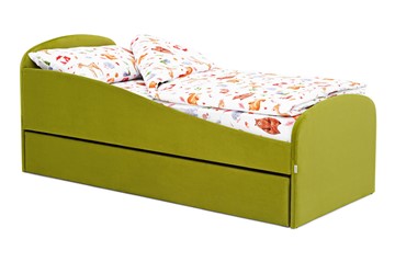 Мягкая кровать с ящиком Letmo оливковый (велюр) в Рязани