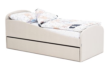 Мягкая кровать с ящиком Letmo ванильный (велюр) в Рязани