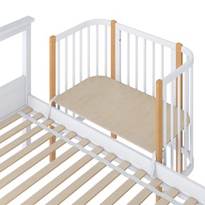 Кроватка детская приставная POLINI Kids Simple 105 Белый / Бук в Рязани - предосмотр 3