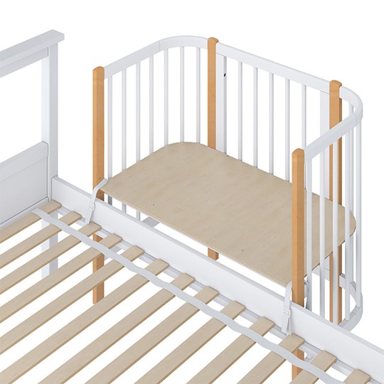 Кроватка детская приставная POLINI Kids Simple 105 Белый / Бук в Рязани - изображение 3