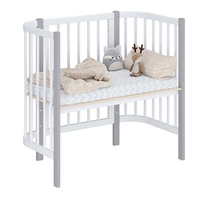 Кроватка приставная POLINI Kids Simple 105 Белый / Серый в Рязани - предосмотр 1