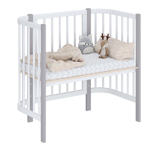 Кроватка приставная POLINI Kids Simple 105 Белый / Серый в Рязани - изображение 1