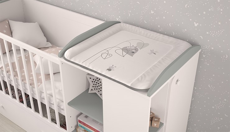 Кровать-трансформер детская с комодом POLINI Kids Ameli 800 Белый / Серый, серия AMELI в Рязани - изображение 3