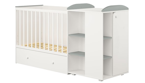 Кровать-трансформер детская с комодом POLINI Kids Ameli 800 Белый / Серый, серия AMELI в Рязани - изображение