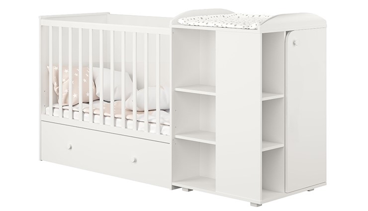 Кровать-трансформер детская с комодом POLINI Kids Ameli 800 Белый, серия AMELI в Рязани - изображение 1
