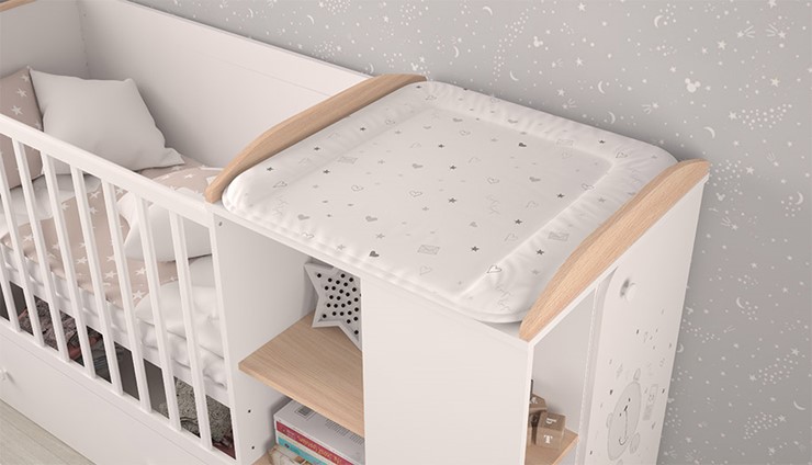 Кровать-трансформер детская с комодом POLINI Kids French 800 TEDDY Белый / Дуб пастельный в Рязани - изображение 6