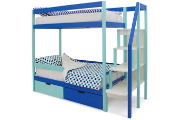 Детская двухъярусная кровать Svogen мятный-синий в Рязани