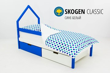 Кровать-домик в детскую мини Skogen сине-белый в Рязани