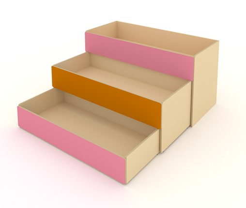 Детская кровать 3-х уровневая КД-3, Беж + Розовый + Оранжевый в Рязани - изображение