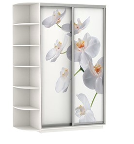 Шкаф Хит, 1500x600x2200, фотопечать, со стеллажом, белая орхидея, белый снег в Рязани