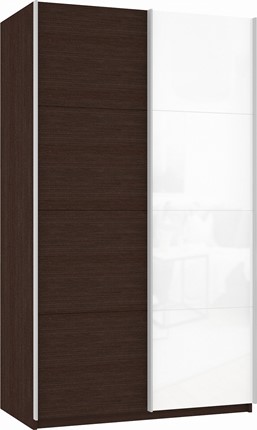 Шкаф Прайм (ДСП/Белое стекло) 1200x570x2300, венге в Рязани - изображение