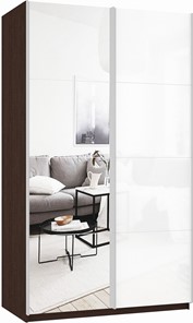 Шкаф Прайм (Зеркало/Белое стекло) 1200x570x2300, венге в Рязани - предосмотр