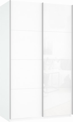 Шкаф 2-х дверный Прайм (ДСП/Белое стекло) 1200x570x2300, белый снег в Рязани - изображение