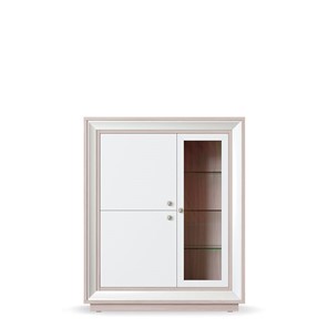 шкаф 3-х дверный (1 стеклодверь) низкий Прато 1179, Ясень светлый \ жемчуг в Рязани