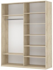Шкаф 2-створчатый Прайм (Зеркало/Белое стекло) 1400x570x2300, дуб сонома в Рязани - предосмотр 1