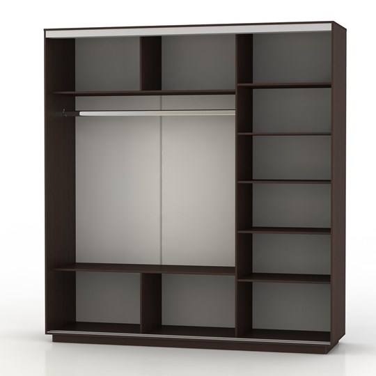 Шкаф трехдверный Экспресс (3 зеркала) 1800х600х2200, венге в Рязани - изображение 1