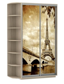 Шкаф 2-дверный Хит, 1500x600x2200, фотопечать, со стеллажом, париж, шимо светлый в Рязани