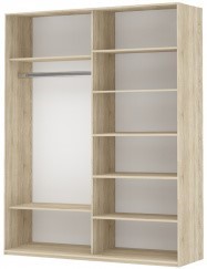 Шкаф 2-дверный Прайм (Зеркало/Белое стекло) 1400x570x2300, белый снег в Рязани - предосмотр 1