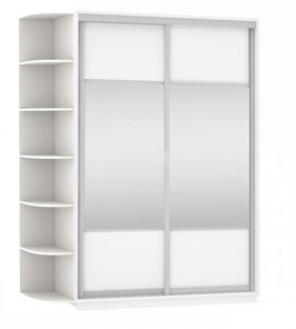 Шкаф 2-х створчатый Экспресс (Комби), со стеллажом 1500x600x2400, белый снег в Рязани