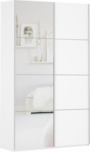 Шкаф 2-х дверный Прайм (ДСП/Зеркало) 1400x570x2300, белый снег в Рязани