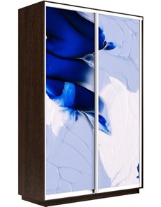 Шкаф 2-х створчатый Экспресс 1600x450x2200, Абстракция бело-голубая/венге в Рязани