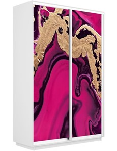 Шкаф 2-х створчатый Экспресс 1600x600x2200, Абстракция розовая/белый снег в Рязани