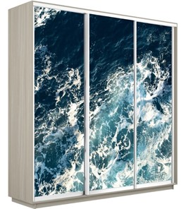 Шкаф 3-х дверный Экспресс 1800х600х2400, Морские волны/шимо светлый в Рязани - предосмотр