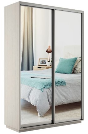 Шкаф 2-дверный Экспресс (2 зеркала) 1200x600x2200, шимо светлый в Рязани - изображение