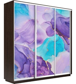 Шкаф 3-х дверный Экспресс 2100х450х2400, Абстракция фиолетовая/венге в Рязани