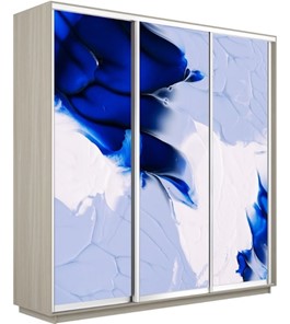 Шкаф 3-створчатый Экспресс 2100х600х2400, Абстракция бело-голубая/шимо светлый в Рязани