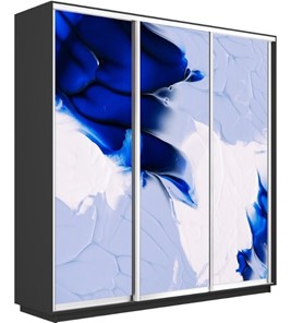 Шкаф 3-х дверный Экспресс 2400х600х2200, Абстракция бело-голубая/серый диамант в Рязани