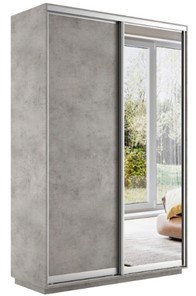 Шкаф 2-х дверный Экспресс (ДСП/Зеркало) 1600х450х2200, бетон в Рязани